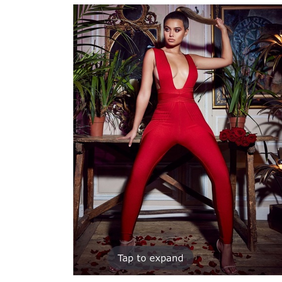oh polly red jumpsuit